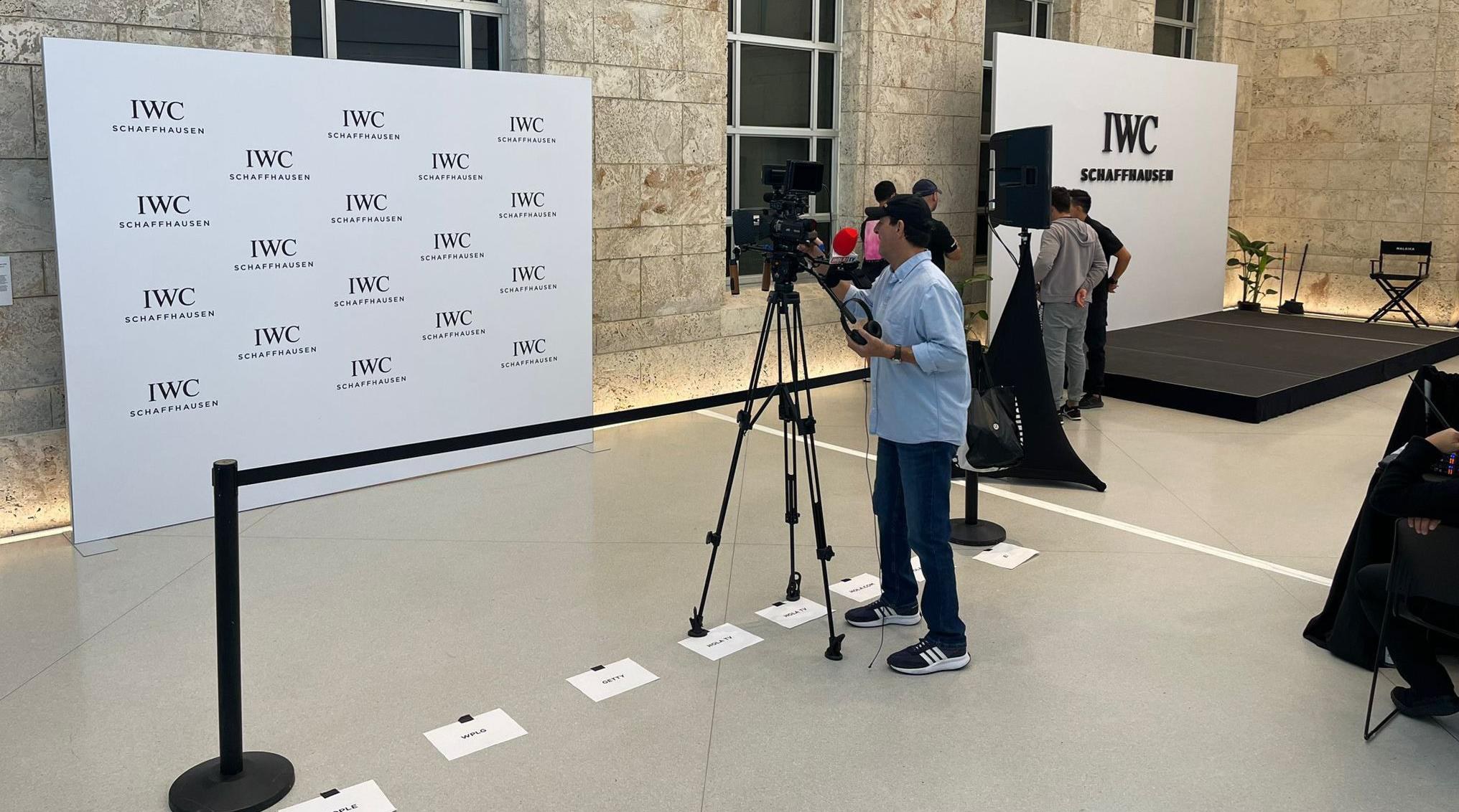 IWC Schaffhausen brand activation and step and repeat backdrop by KStell Studio in Miami