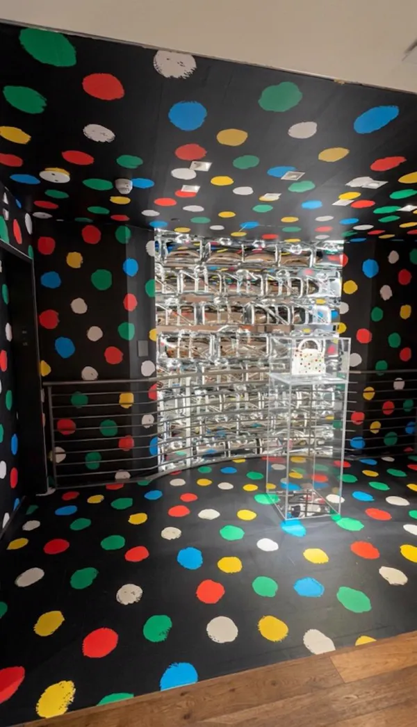 Louis Vuitton x Supreme pop-up interior wrap with dot pattern vinyl by KStell Studio in Miami