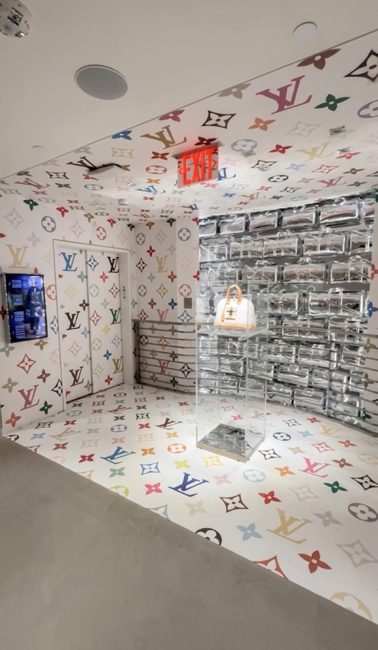 Louis Vuitton x Supreme pop-up brand activation with full monogram vinyl wrap produced by KStell Studio in Miami